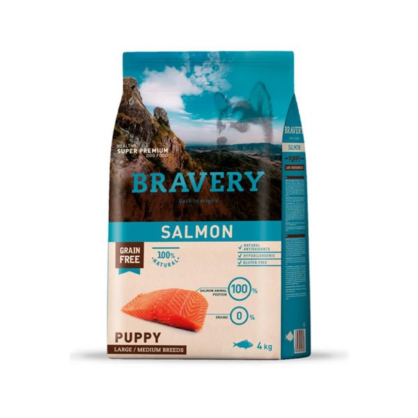 bravery puppy salmon largue/medium breeds 4kg