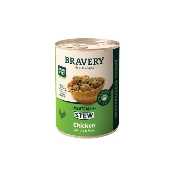 Bravery lata perro meatballs pollo 415g