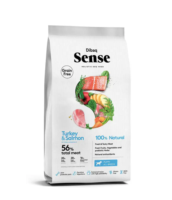 sense perro  pavo y salmon cachorro 2kg