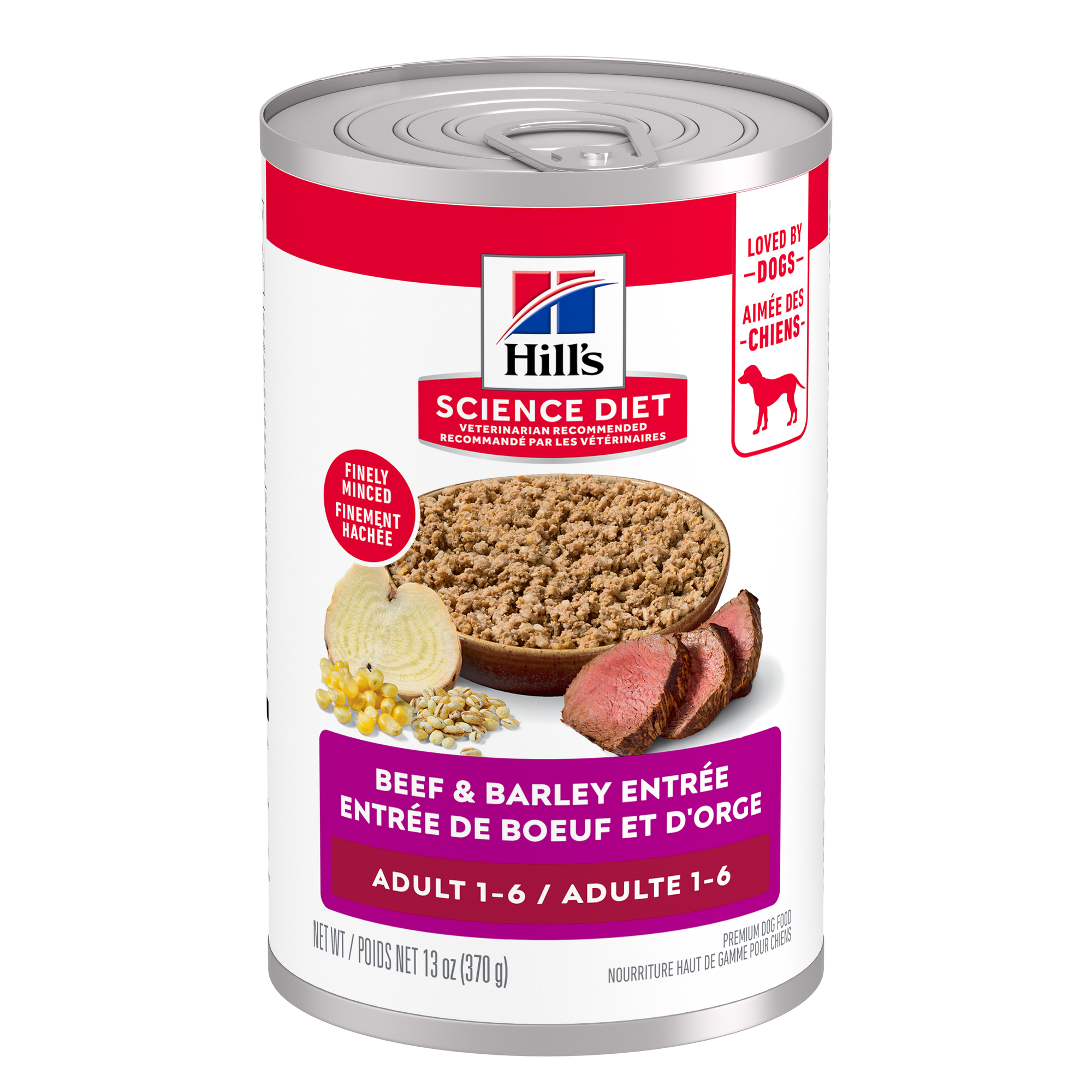 alimento humedo Hill  perro adulto  beef & barley entree  370gr