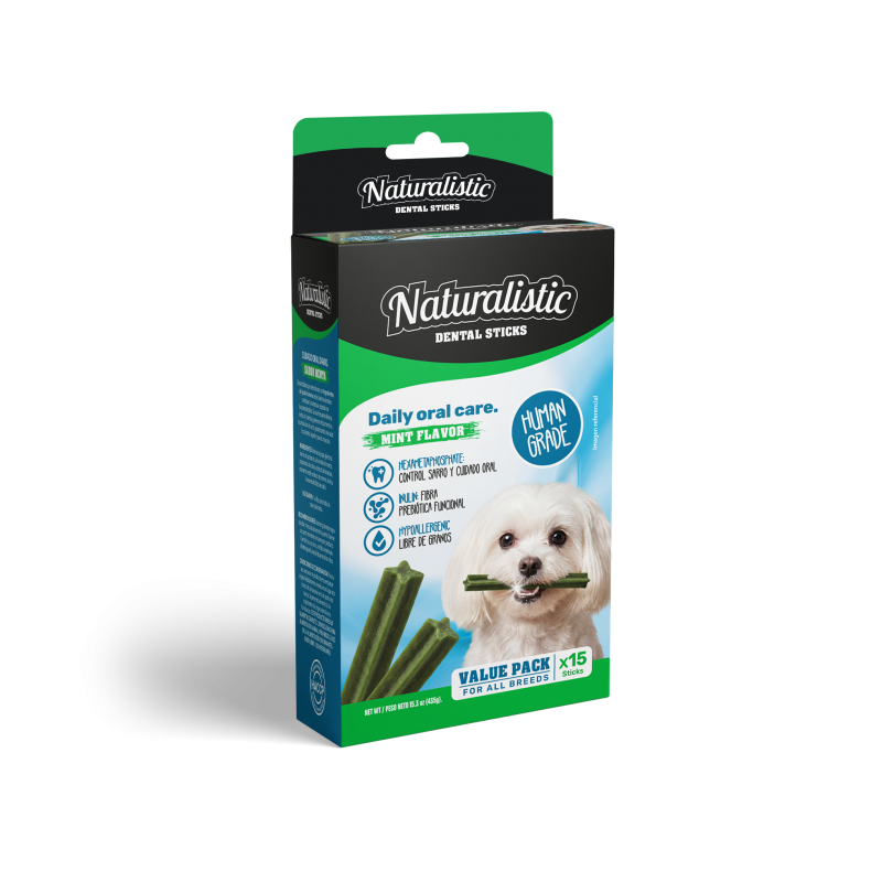 snack naturalistic perro dental stick mint flavor  x15