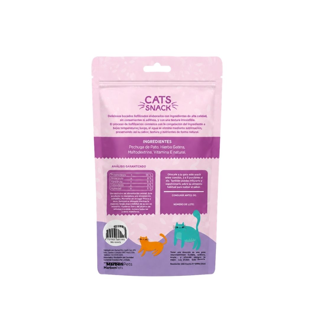 cats snack liofilizado pato 50gr - Imagen 3