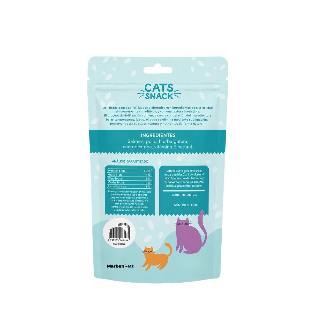 cats snack liofilizado salmon con pollo 50gr - Imagen 2