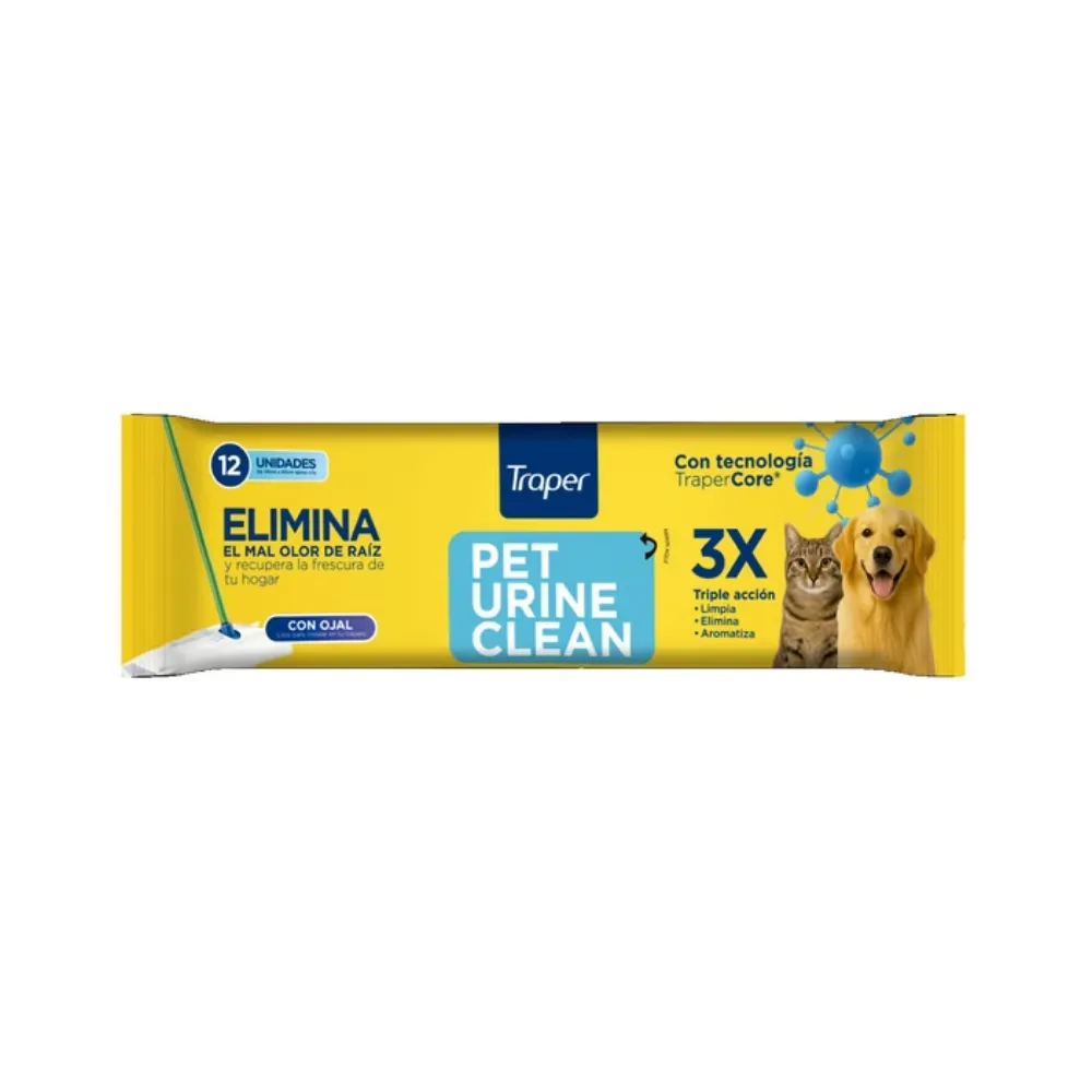 Traper Pet Urine Clean Trapero Húmedo 12unidades Con Ojal